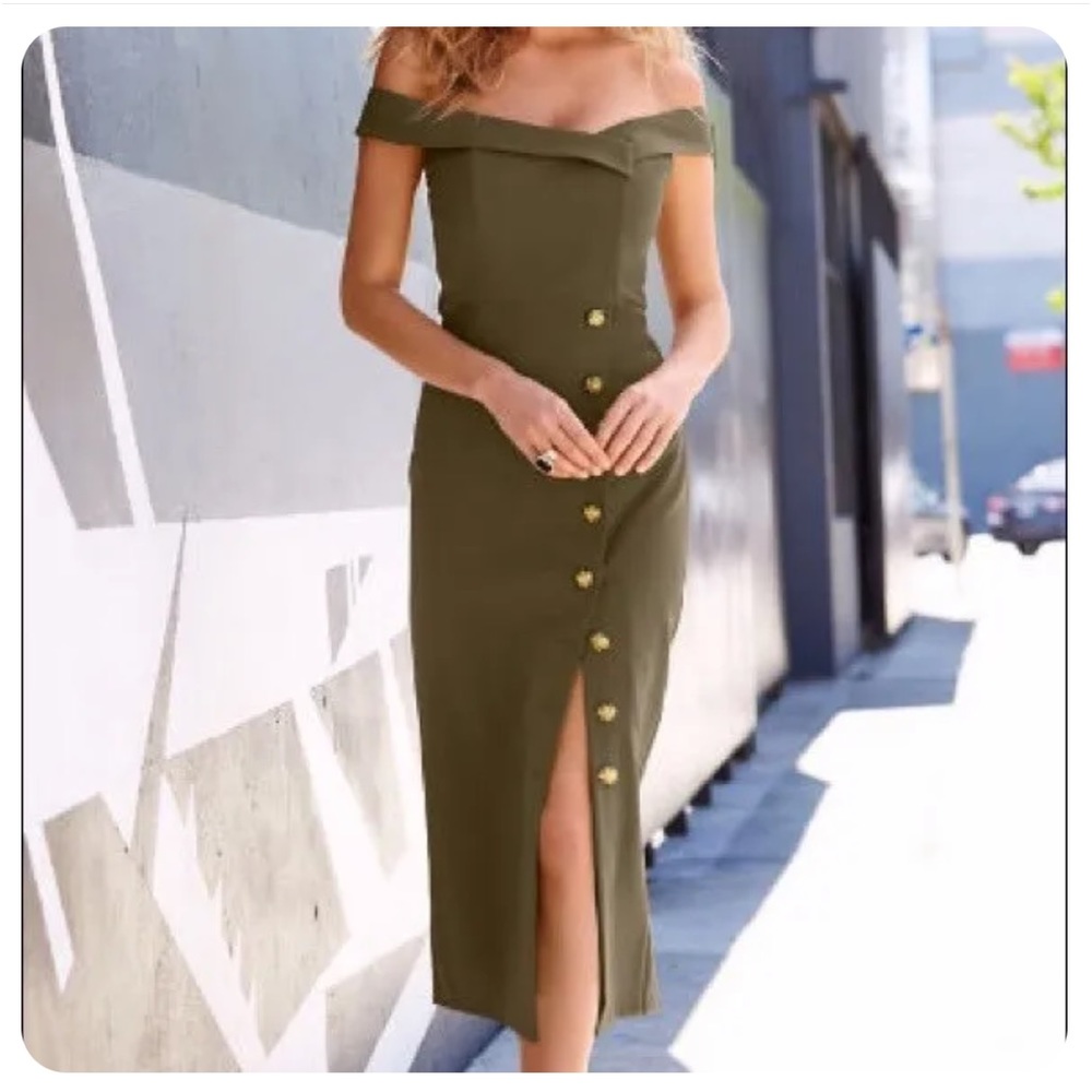 Elegant Olive Dress Lumier by Bariano